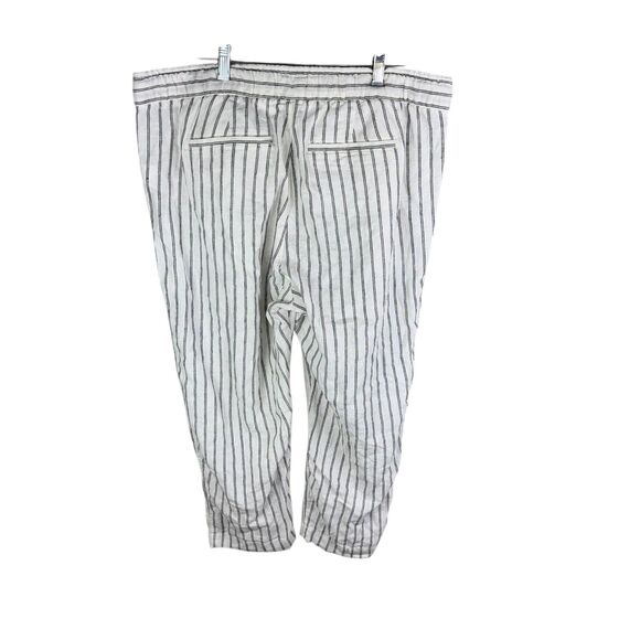 GAP L Petite Easy Pants Striped Linen Blend Drawstring Waist Lightweight Trouser - Picture 2 of 4
